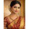 South Indian Style Gold Plated Necklace Set with Earrings for Women | Red & Green Stone Ethnic Wedding Set