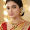 South Indian Style Gold Plated Necklace Set with Earrings for Women | Red & Green Stone Ethnic Wedding Set