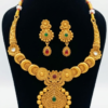 Antique Gold-Plated Temple Necklace Set with Matching Earrings