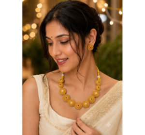 Women's AD Triple Floral Mangalsutra Set with Matching Stud Earrings | Gold Plated CZ Necklace Set for Daily Wear, Party & Wedding