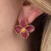 Gold Plated  Enamel Flower Stud Earrings for Women & Girls | Lightweight Floral Fashion Jewellery