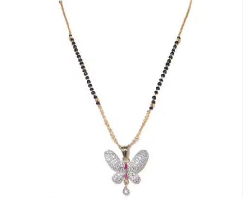 Butterfly (Titli) Design Mangalsutra for Women | Elegant Black Beads Chain with Butterfly Pendant