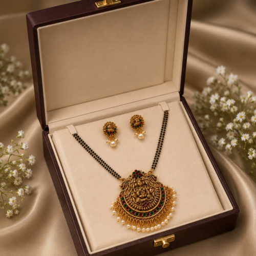 Mahalakshmi Temple Design Mangalsutra Set for Women