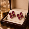Gold Plated  Enamel Flower Stud Earrings for Women & Girls | Lightweight Floral Fashion Jewellery