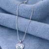 Heart Shape Blue Stone Pendant with Silver plated Chain