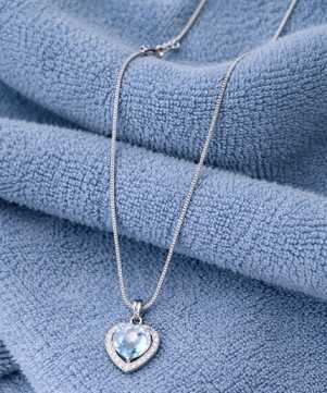 Heart Shape Blue Stone Pendant with Silver plated Chain