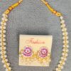 Gold-Plated White Pearl & Pink AD Stone Necklace Set with Earrings