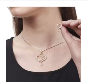 double heart chain pendant
