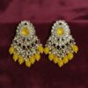 Yellow Stone & Pearl Chandelier Earrings for Women
