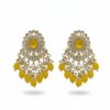 Yellow Stone & Pearl Chandelier Earrings for Women