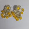 Yellow Stone & Pearl Chandelier Earrings for Women