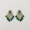 Green Stone & Pearl Chandbali Earrings for Women