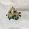 Green Stone & Pearl Chandbali Earrings for Women
