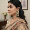 Green Stone & Pearl Chandbali Earrings for Women