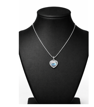 Heart Shape Blue Stone Pendant with Silver plated Chain