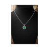 Elegant Green Emerald Stone Round Pendant Silver Plated Chain Minimalist Birthstone Necklace for Women & Girls