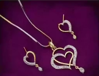 Double Heart Chain Pendant Set for Women