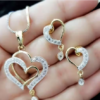 Double Heart Chain Pendant Set for Women