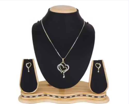 Double Heart Chain Pendant Set for Women