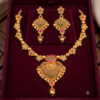 gold plated choker necklace set 3 Traditional Antique Gold-Plated Choker Necklace Set with Earrings
