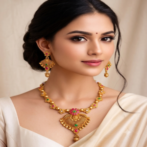 Traditional Antique Gold-Plated Choker Necklace Set