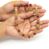 Gold-Plated Pink Stone Choker Necklace Set with Earrings for Women