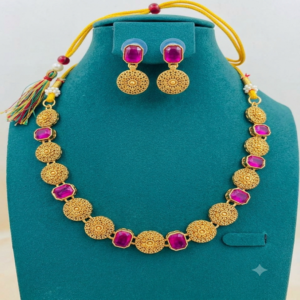 Pink Stone Choker Necklace Set