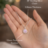 Pink Stone Round Pendant with Silver Plated Chain